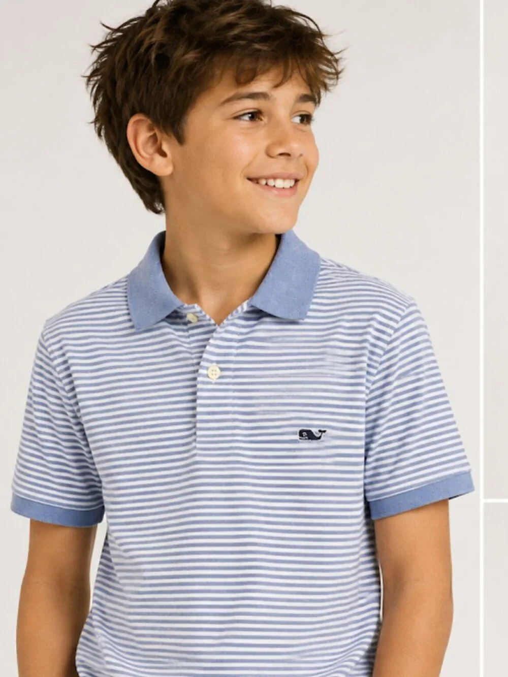 Vineyard Vines Boys Edgartown Polo Shirt Youth Large L 14 Blue White Stripe